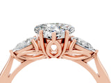 Rose gold Three-Stone Heart Cut Moissanite Ring with Pear  Side Stones in Four-Prong Setting_40