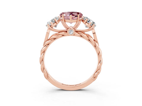 Rose gold Three-Stone Heart Cut Morganite Braided Band Ring with Four-Prong Setting_15