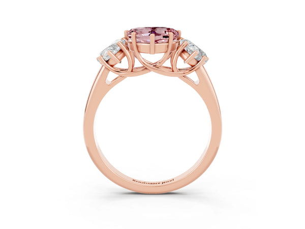 Rose gold Three-Stone Heart Cut Morganite Engagement Ring with Prong Setting