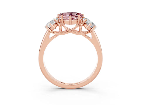 Rose gold Three-Stone Heart Cut Morganite Engagement Ring with Prong Setting_3