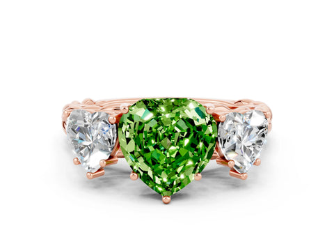 Rose gold Three-Stone Heart Cut Peridot Braided Band Ring with Four-Prong Setting_12