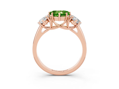Rose gold Three-Stone Heart Cut Peridot Engagement Ring with Prong Setting_3