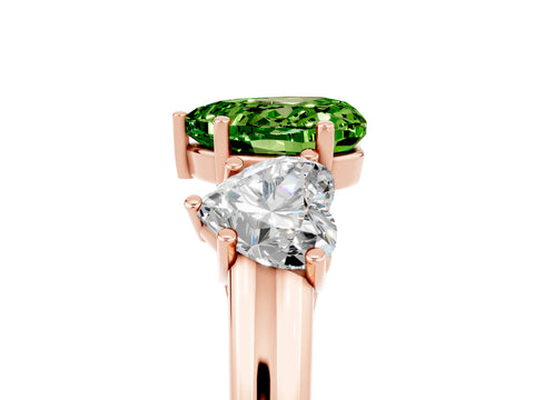 Rose gold Three-Stone Heart Cut Peridot Engagement Ring with Prong Setting_5