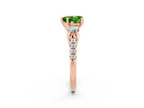 Rose gold Three-Stone Heart Cut Peridot Pavé Band with Four-Prong Setting_2