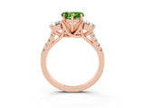 Rose gold Three-Stone Heart Cut Peridot Pavé Band with Four-Prong Setting_3