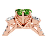 Rose gold Three-Stone Heart Cut Peridot Pavé Band with Four-Prong Setting_4
