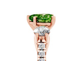 Rose gold Three-Stone Heart Cut Peridot Pavé Band with Four-Prong Setting_5