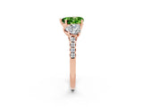 Rose gold Three-Stone Heart Cut Peridot Ring with Pavé Band and Prong Setting_14