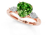 Rose gold Three-Stone Heart Cut Peridot Ring with Pear  Side Stones in Four-Prong Setting_13