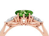 Rose gold Three-Stone Heart Cut Peridot Ring with Pear  Side Stones in Four-Prong Setting_16