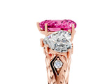 Rose gold Three-Stone Heart Cut Pink Sapphire Braided Band Ring with Four-Prong Setting_41