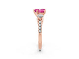 Rose gold Three-Stone Heart Cut Pink Sapphire Pavé Band with Four-Prong Setting_26