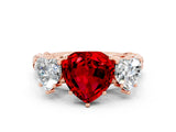 Rose gold Three-Stone Heart Cut Ruby Braided Band Ring with Four-Prong Setting_12