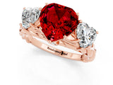 Rose gold Three-Stone Heart Cut Ruby Braided Band Ring with Four-Prong Setting_13