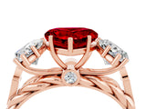 Rose gold Three-Stone Heart Cut Ruby Braided Band Ring with Four-Prong Setting_16
