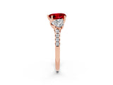 Rose gold Three-Stone Heart Cut Ruby Ring with Pavé Band and Prong Setting_14