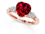 Rose gold Three-Stone Heart Cut Ruby Ring with Pear  Side Stones in Four-Prong Setting_13