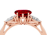 Rose gold Three-Stone Heart Cut Ruby Ring with Pear  Side Stones in Four-Prong Setting_40