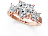 Rose gold Three-Stone Heart Cut Solitaire Ring with Prong Setting_4