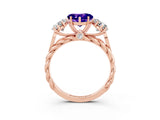 Rose gold Three-Stone Heart Cut Tanzanite Braided Band Ring with Four-Prong Setting_15