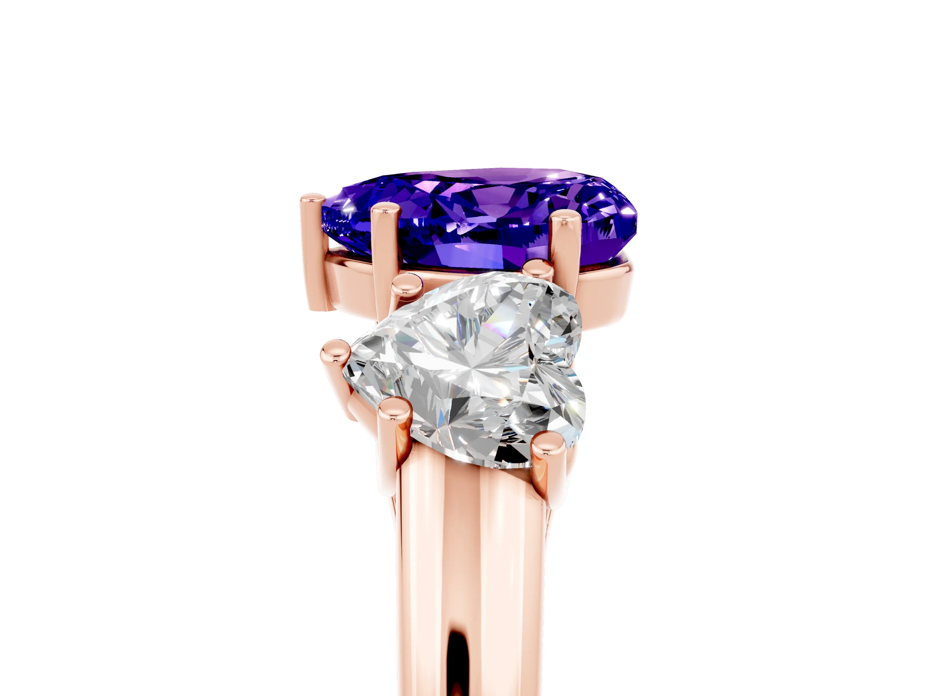 Rose gold Three-Stone Heart Cut Tanzanite Engagement Ring with Prong Setting_5
