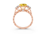 Rose gold Three-Stone Heart Cut Yellow Sapphire Braided Band Ring with Four-Prong Setting_39