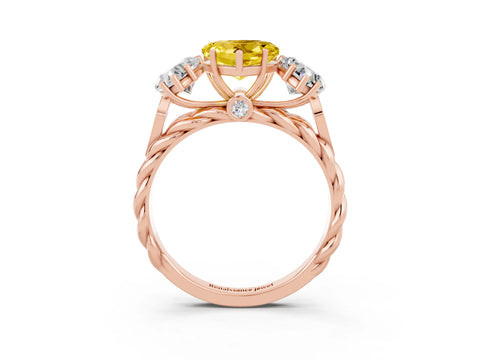 Rose gold Three-Stone Heart Cut Yellow Sapphire Braided Band Ring with Four-Prong Setting_39