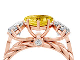 Rose gold Three-Stone Heart Cut Yellow Sapphire Braided Band Ring with Four-Prong Setting_40