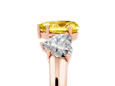 Rose gold Three-Stone Heart Cut Yellow Sapphire Engagement Ring with Prong Setting_5