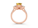 Rose gold Three-Stone Heart Cut Yellow Sapphire Pavé Band with Four-Prong Setting_27
