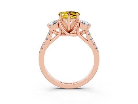 Rose gold Three-Stone Heart Cut Yellow Sapphire Pavé Band with Four-Prong Setting_27
