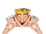 Rose gold Three-Stone Heart Cut Yellow Sapphire Pavé Band with Four-Prong Setting_28