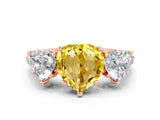 Rose gold Three-Stone Heart Cut Yellow Sapphire Ring with Pavé Band and Prong Setting_36