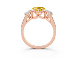 Rose gold Three-Stone Heart Cut Yellow Sapphire Ring with Pavé Band and Prong Setting_39