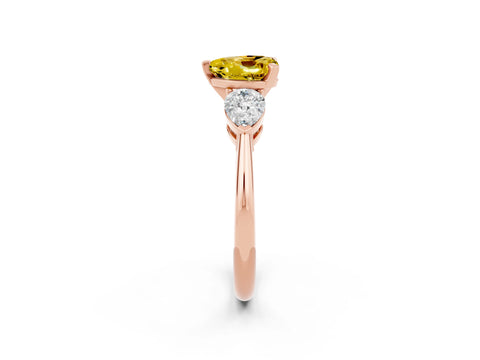 Rose gold Three-Stone Heart Cut Yellow Sapphire Ring with Pear Side Stones and Four-Prong Setting_38