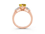 Rose gold Three-Stone Heart Cut Yellow Sapphire Ring with Pear Side Stones and Four-Prong Setting_39