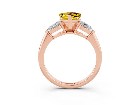 Rose gold Three-Stone Heart Cut Yellow Sapphire Ring with Pear Side Stones and Four-Prong Setting_39