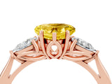 Rose gold Three-Stone Heart Cut Yellow Sapphire Ring with Pear  Side Stones in Four-Prong Setting_16