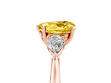 Rose gold Three-Stone Heart Cut Yellow Sapphire Ring with Pear  Side Stones in Four-Prong Setting_17