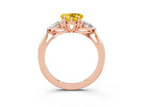 Rose gold Three-Stone Heart Cut Yellow Sapphire Ring with Pear  Side Stones in Four-Prong Setting_39