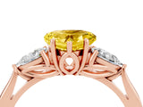 Rose gold Three-Stone Heart Cut Yellow Sapphire Ring with Pear  Side Stones in Four-Prong Setting_40