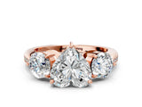 Rose gold Three-Stone Heart Diamond Channel Set Engagement Ring with Prong Setting_23