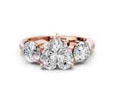 Rose gold Three-Stone Heart Diamond Channel Set Engagement Ring with Prong Setting_23