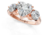 Rose gold Three-Stone Heart Diamond Channel Set Engagement Ring with Prong Setting_24