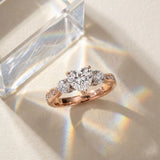 Rose gold Three-Stone Heart Diamond Channel Set Engagement Ring with Prong Setting_6