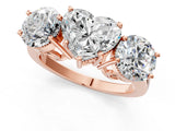 Rose gold Three-Stone Heart Diamond Engagement Ring with Prong Setting on a Classic Band_4