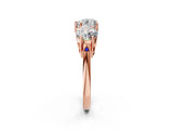 Rose gold Three-Stone Heart Diamond Engagement Ring with Prong Setting on a Classic Band_5