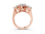Rose gold Three-Stone Heart Diamond Engagement Ring with Prong Setting on a Classic Band_6