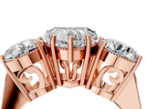 Rose gold Three-Stone Heart Diamond Engagement Ring with Prong Setting on a Classic Band_7