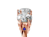 Rose gold Three-Stone Heart Diamond Engagement Ring with Prong Setting on a Classic Band_8